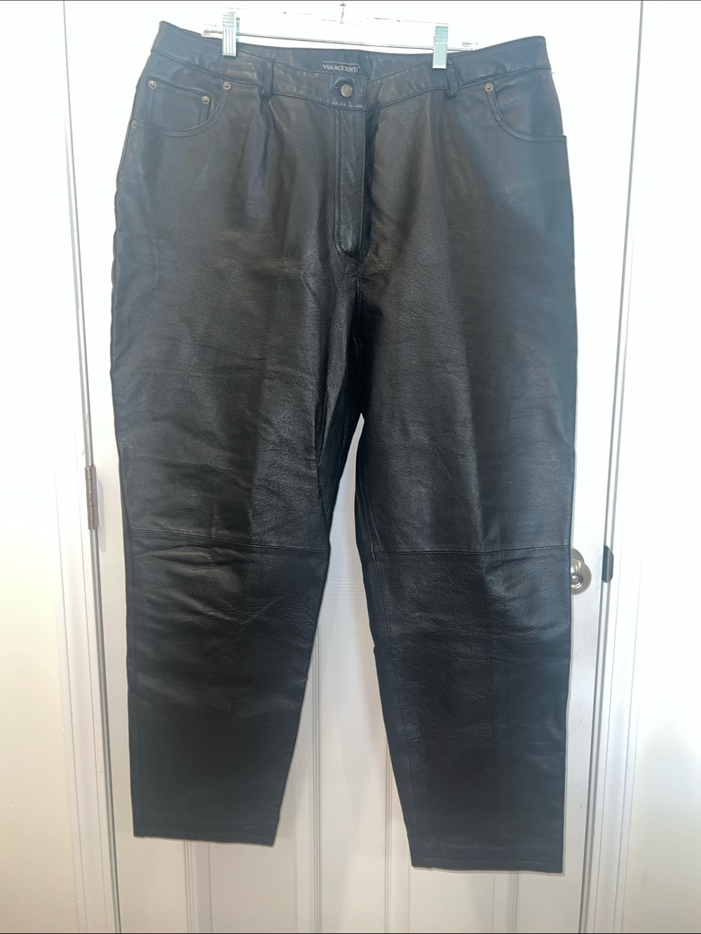 Via Accenti Black Leather Pants 22W